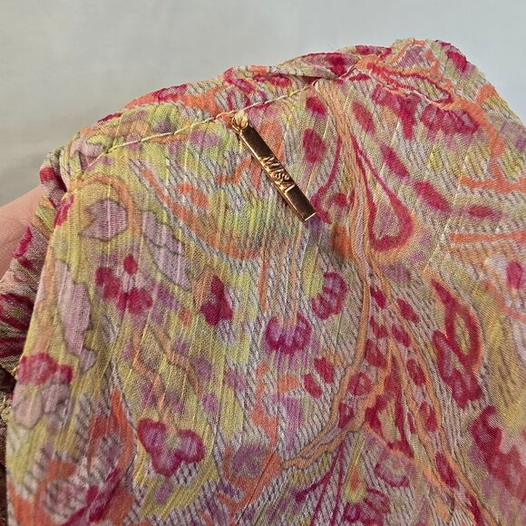 NWT MISA Dress Pink/Yellow Size S Off The Shoulder Smocked Waist - Picture 10 of 10